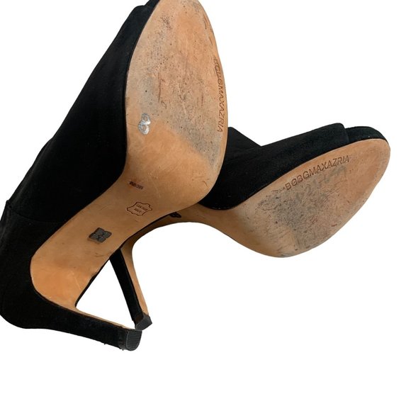 BCBG Suede Leather Peep Toe Bootie High Heels Womens Size 9.5B Black Ankle Boot - Picture 9 of 9